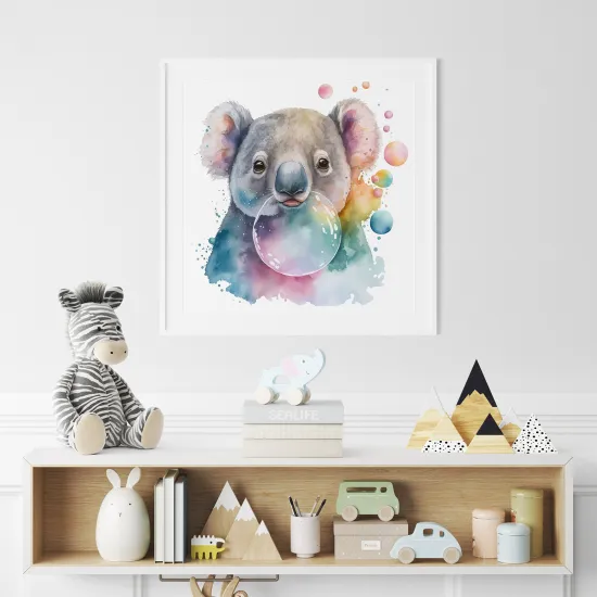 Poster / Affiche carrée Enfants - Koala bulle coloré