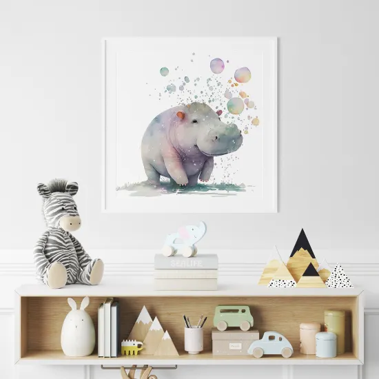 Poster / Affiche carrée Enfants - Hippopotame