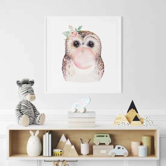 Poster / Affiche carrée Enfants - Hibou bulle