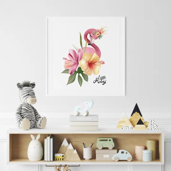 Poster / Affiche carrée Enfants - Flamant Rose