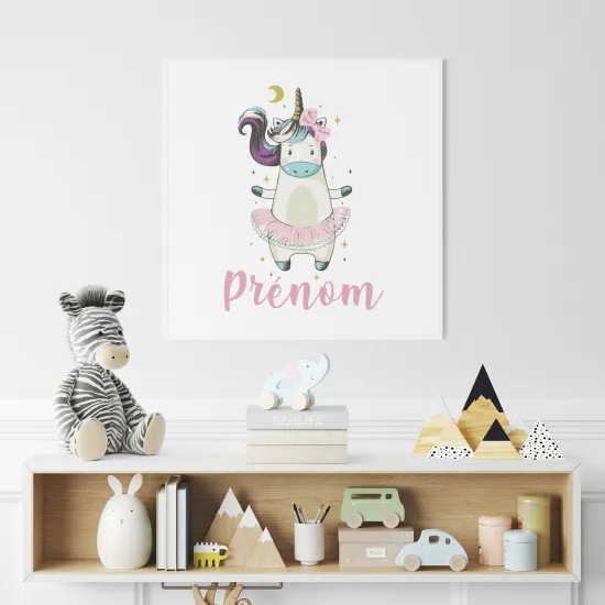 Poster / Affiche carrée enfants personnalisée - Licorne Ballerine