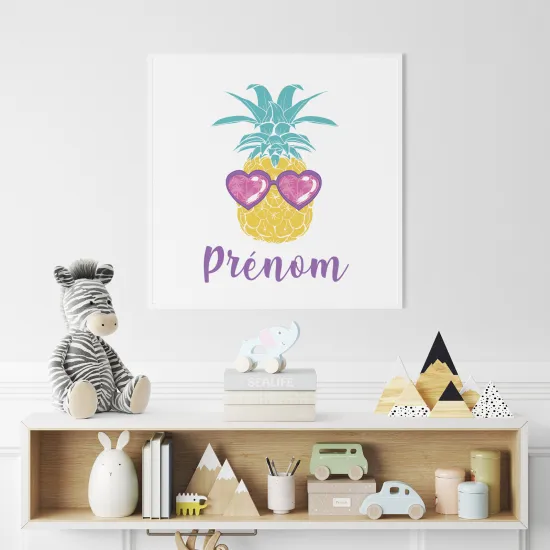 Poster / Affiche carrée enfants personnalisée - Ananas