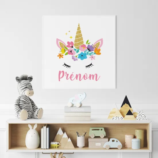 Poster / Affiche carrée enfants personnalisée - Licorne