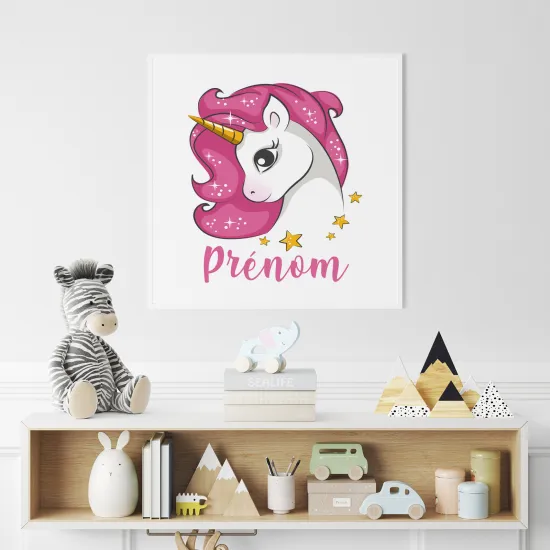 Poster / Affiche carrée enfants personnalisée - Licorne