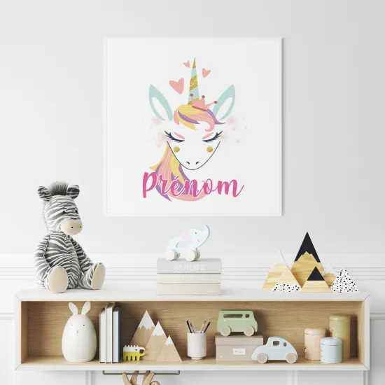 Poster / Affiche carrée enfants personnalisée - Licorne