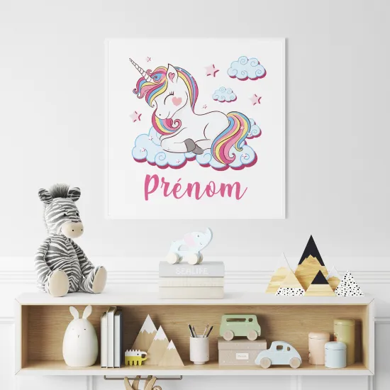 Poster / Affiche carrée enfants personnalisée - Licorne