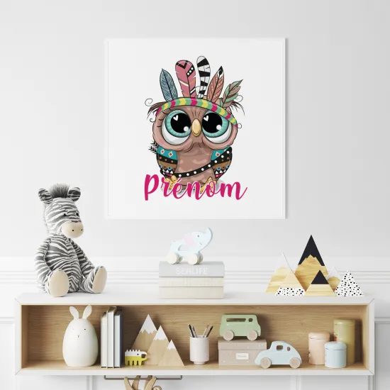 Poster / Affiche carrée enfants personnalisée - Hibou