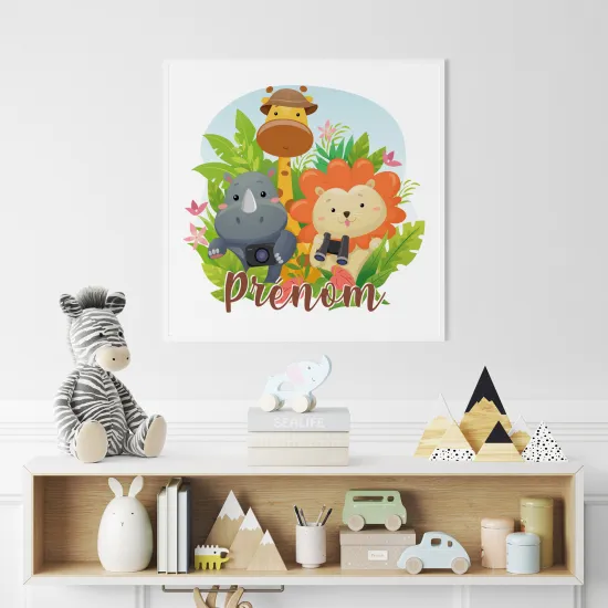 Poster / Affiche carrée enfants personnalisée - Animaux de la jungle