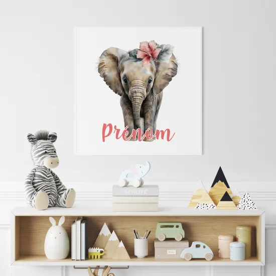 Poster / Affiche carrée enfants personnalisée - Éléphant