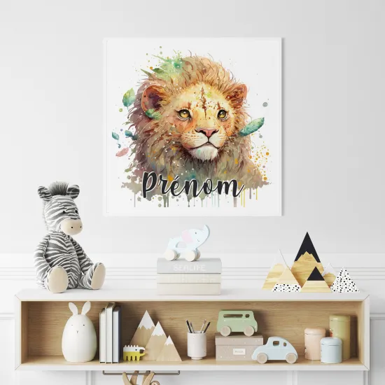 Poster / Affiche carrée enfants personnalisée - Lion coloré