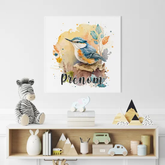 Poster / Affiche carrée enfants personnalisée - Oiseau