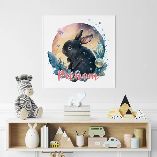 Poster / Affiche carrée enfants personnalisée - Lapin