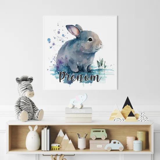 Poster / Affiche carrée enfants personnalisée - Lapin