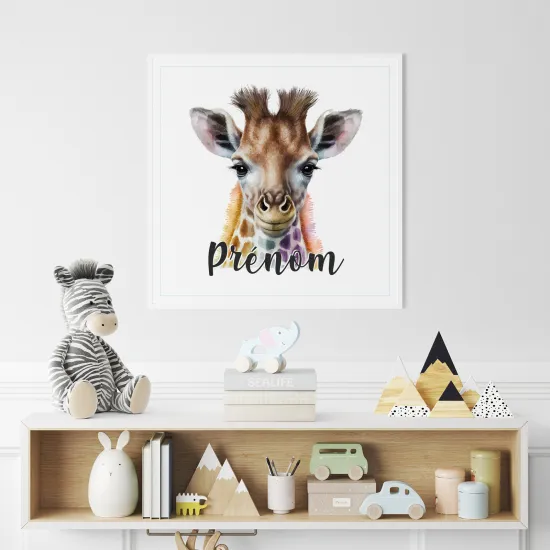 Poster / Affiche carrée enfants personnalisée - Girafe