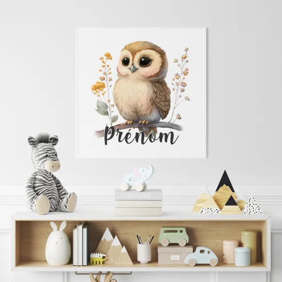 Poster / Affiche carrée enfants personnalisée - Hibou