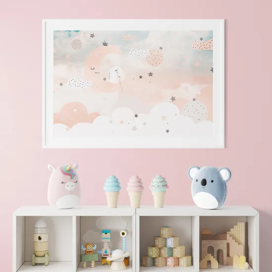 Poster / Affiche enfants - Nuages lune