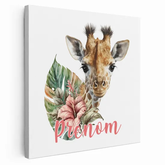 Tableau toile enfants personnalisée avec prénom - Girafon