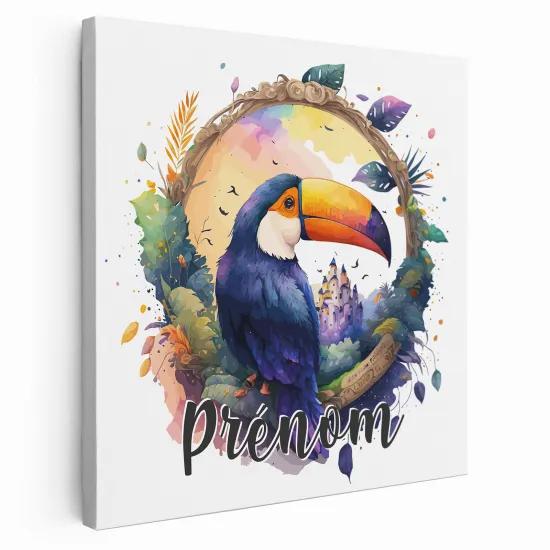 Tableau toile enfants personnalisée avec prénom - Toucan