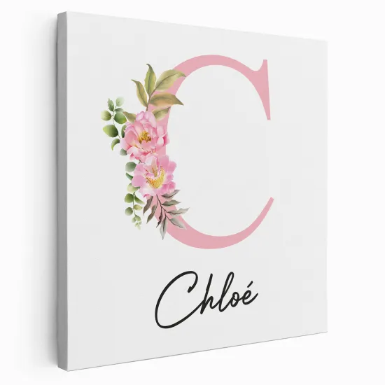 Tableau Toile Monogramme Carré - Lettre C