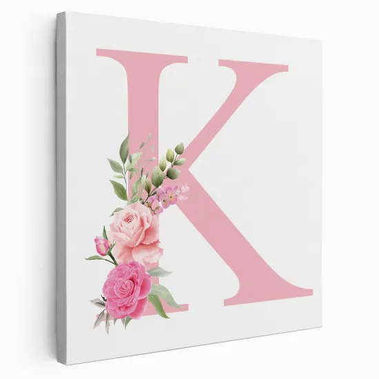 Tableau Toile Monogramme Carré - Lettre K