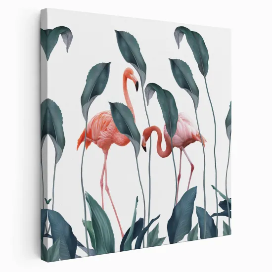 Tableau toile Carré - Flamants roses