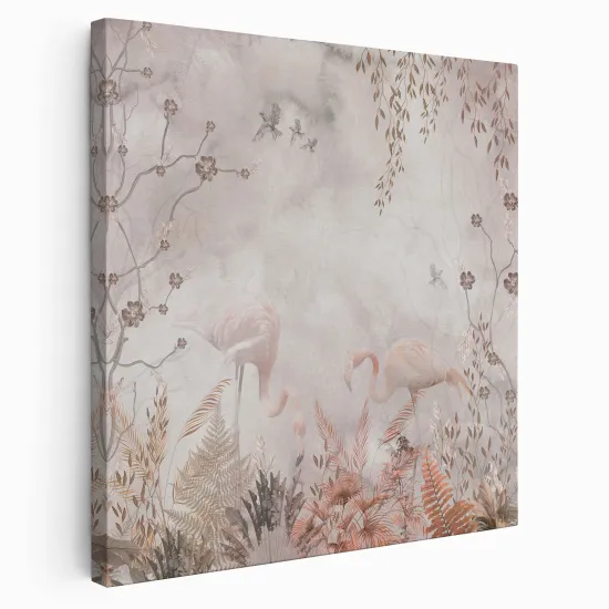 Tableau toile Carré - Flamants roses