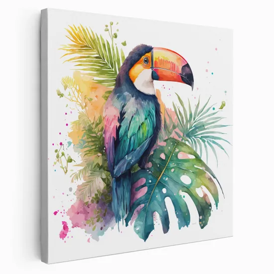 Tableau toile Enfants Carré - Toucan Tropical