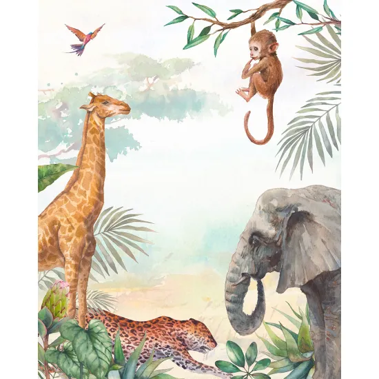 Papier peint panoramique Enfants - Animaux de la Jungle