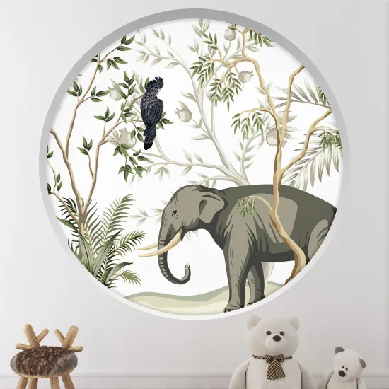 Stickers Trompe l'œil Arche ronde Enfants - Animaux de la jungle