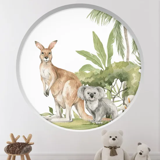 Stickers Trompe l'œil Arche ronde Enfants - Animaux de l'Australie