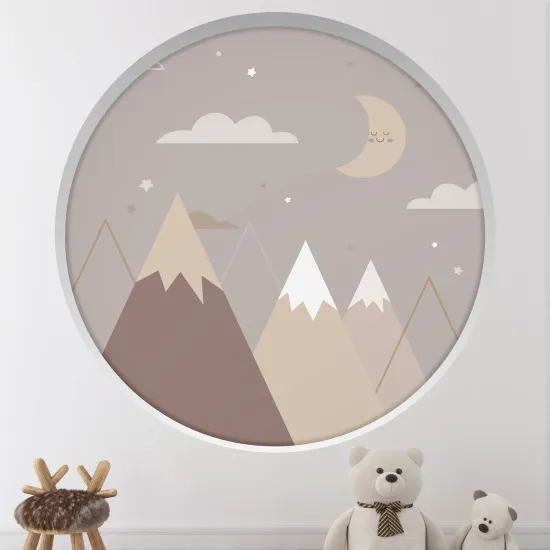 Stickers Trompe l'œil Arche ronde Enfants - Montagnes