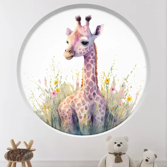 Stickers Trompe l'œil Arche ronde Enfants - Girafe