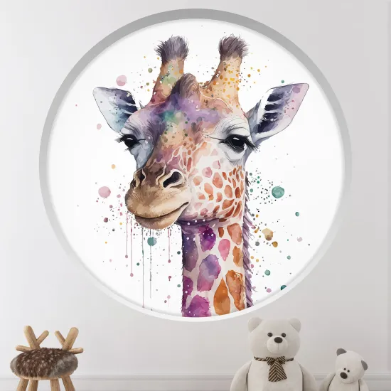 Stickers Trompe l'œil Arche ronde Enfants - Girafe