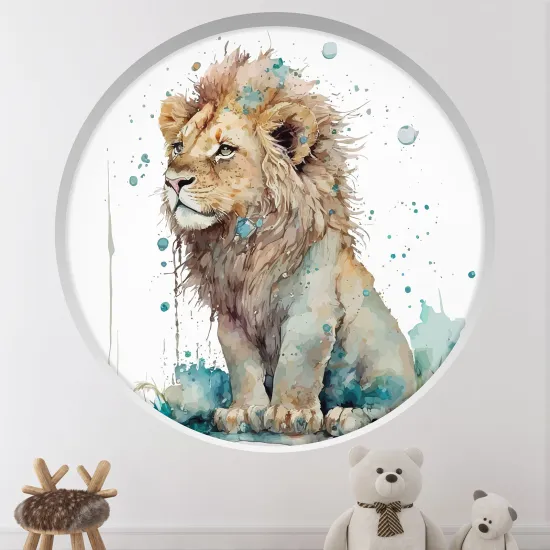 Stickers Trompe l'œil Arche ronde Enfants - Lion