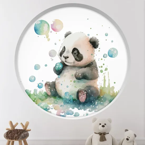 Stickers Trompe l'œil Arche ronde Enfants - Panda bulle