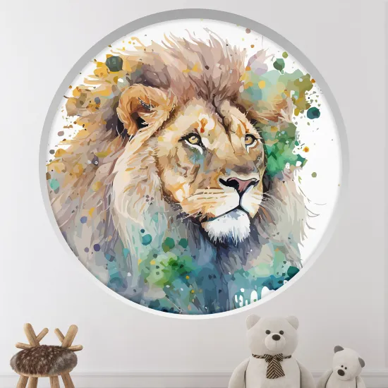 Stickers Trompe l'œil Arche ronde Enfants - Lion