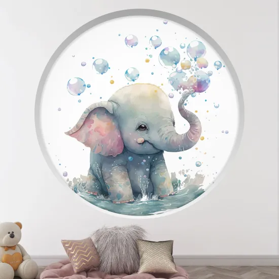 Stickers Trompe l'œil Arche ronde Enfants - Éléphant