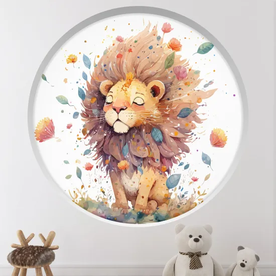 Stickers Trompe l'œil Arche ronde Enfants - Lion