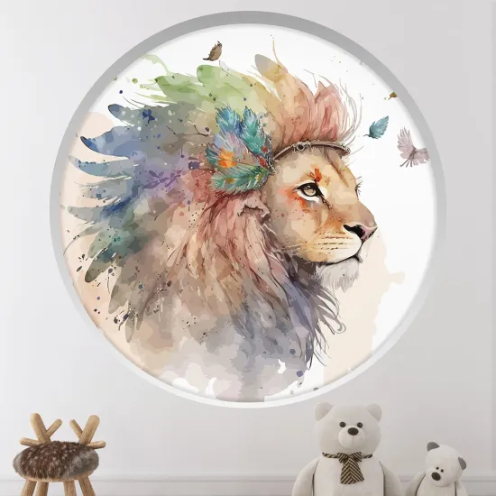 Stickers Trompe l'œil Arche ronde Enfants - Lion