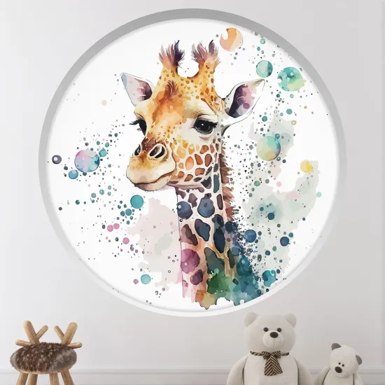 Stickers Trompe l'œil Arche ronde Enfants - Girafe