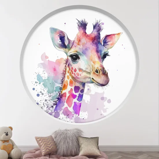 Stickers Trompe l'œil Arche ronde Enfants - Girafe