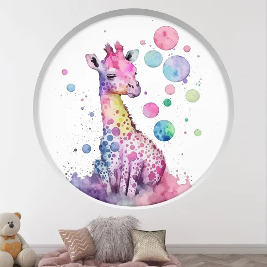 Stickers Trompe l'œil Arche ronde Enfants - Girafe