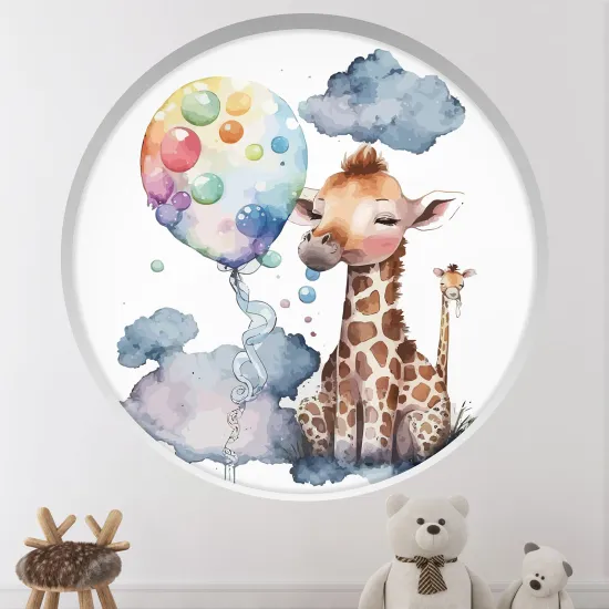 Stickers Trompe l'œil Arche ronde Enfants - Girafe