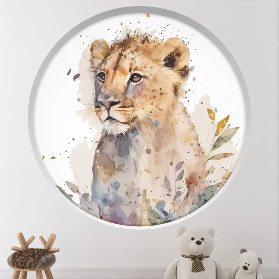 Stickers Trompe l'œil Arche ronde Enfants - Lion