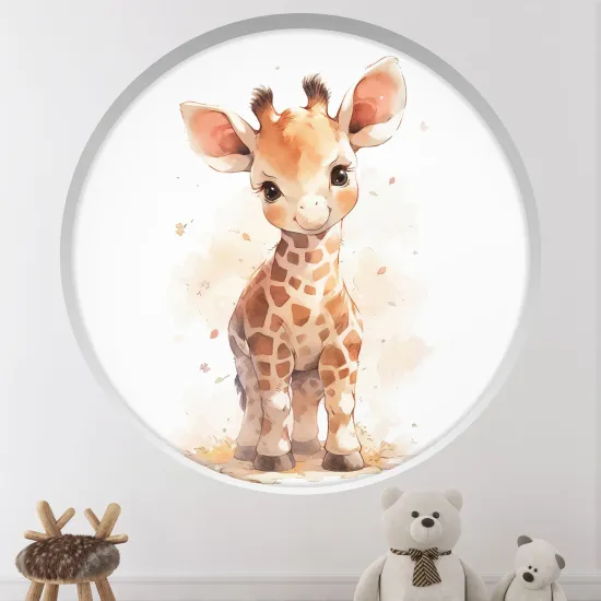 Stickers Trompe l'œil Arche ronde Enfants - Girafe