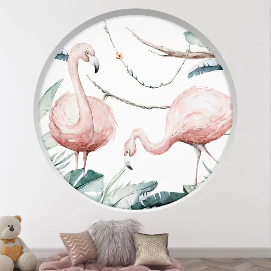 Stickers Trompe l'œil Arche ronde Enfants - Flamand rose