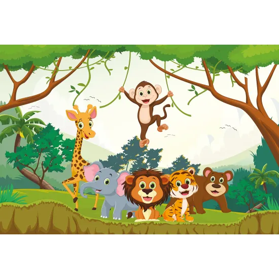 Papier peint panoramique Enfants - Animaux de la Jungle