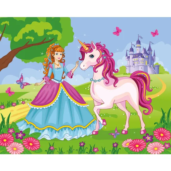 Papier peint panoramique Enfants - Princesse Licorne