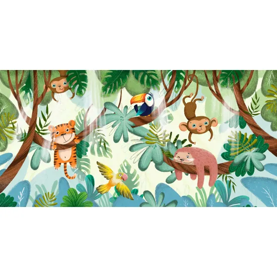 Papier peint panoramique Enfants - Animaux de la Jungle