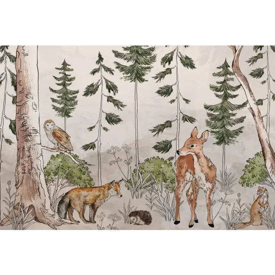 Papier peint panoramique Enfants - Animaux de la Forêt